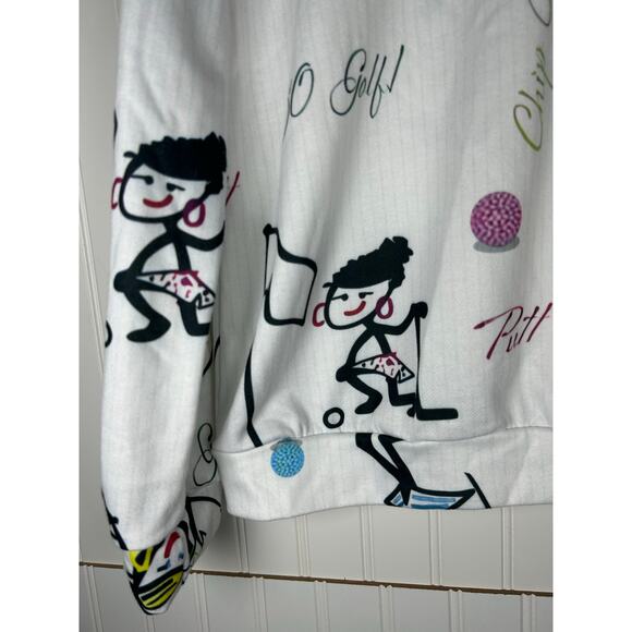 ACEGolfs Stickman Golfer Asymmetrical 1/4 Zip Pullover Women's Sz L  White - Picture 7 of 9